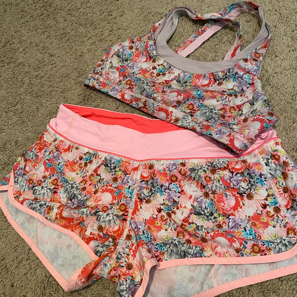 Lululemon shorts & sports bra set size 10